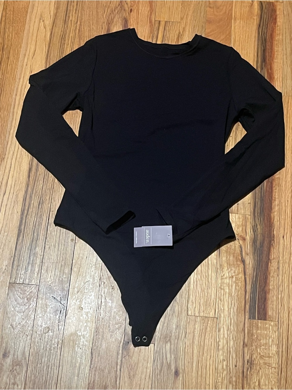Auden Black Fully Lined Long Sleeve Bodysuit | Size M NWT - Picture 2 of 7